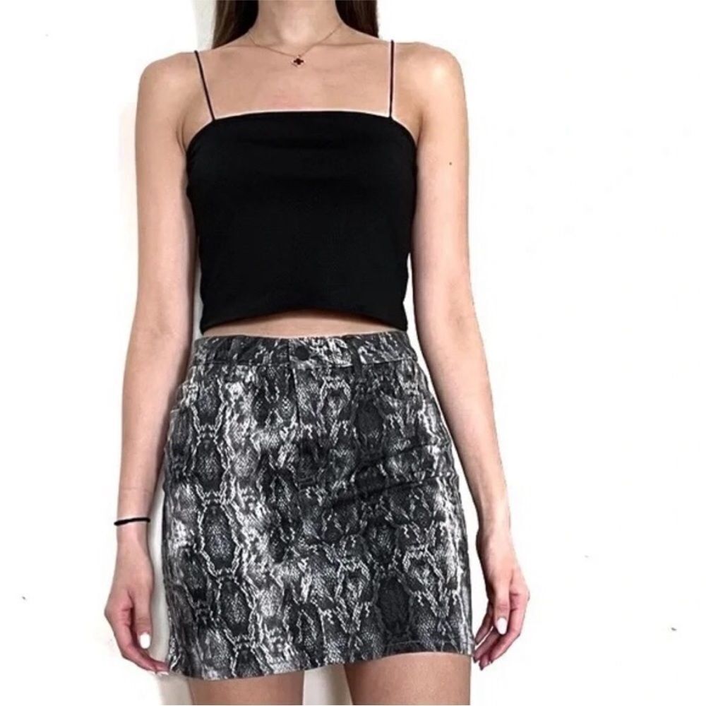 ZARA | Black & White Snakeskin Animal Print Denim Skirt Women’s Size Medium